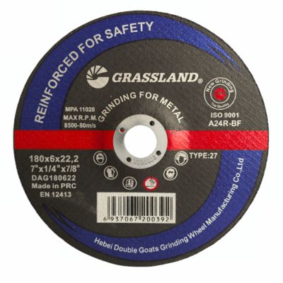 DISCOS DE CORTE DE METAL ABRASIVO DE RESINA GRASSLAND 7" PARA AÇO INOXIDÁVEL 180 X 6 X 22,2 PARA REBARBADORAS