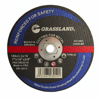 GRASSLAND Discos de moagem de aço inoxidável de 7 polegadas com alumínio fundido monocristalino 180 mm x 3,2 mm x 16 mm