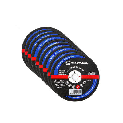 Discos de moagem de metal de 3 polegadas para cortes retos e sem chip 75 mm x 1,6 mm x 9 mm Lâmina de roda contínua Oxido de alumínio duro Abrasivo 80 m/s