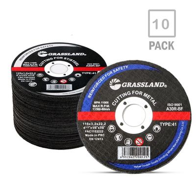 DISCOS DE CORTE DE METAL ABRASIVO DE RESINA GRASSLAND para Aço Inoxidável 115 X 3.2 X 22.2 para Rebarbadora